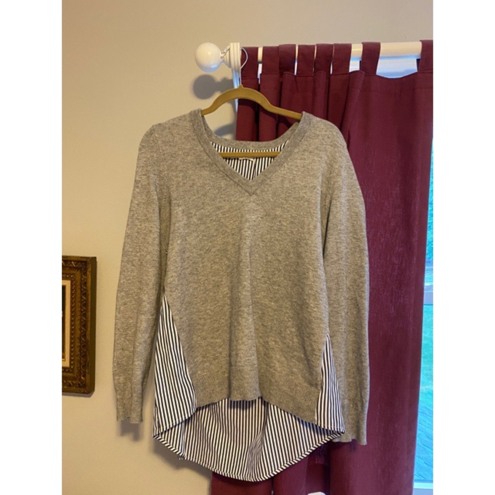 Honey Punch Gray and Striped Sweater